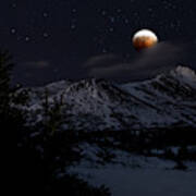 Blood Moon Over Chugach Mountains Art Print