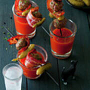 Bloody Mary's With Meatballs On Sticks Art Print
