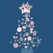 Blue Confetti Christmas Tree Art Print