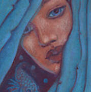 Blue Hair, Mermaid Portrait Art Print