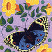 Blue Pansy Buckeye Butterfly Art Print