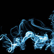 Blue Smoke On Black Background Art Print