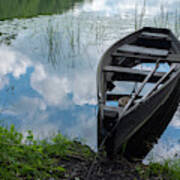 Boat In A Lake Near Sweita Lipka, Northern Poland Art Print