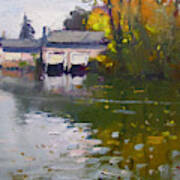 Boathouses In Fall Art Print