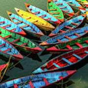 Boats Of Primary Colors Art Print