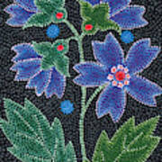 Native American Floral Beadwork, Blue Art Print