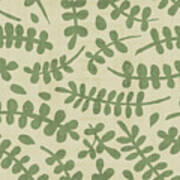 Botanical Pattern Cream And Sage Art Print