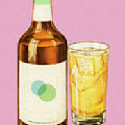 Bottle Of Liquor And Drink Art Print