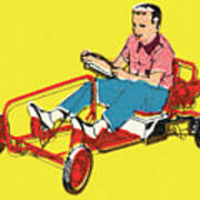 Boy Driving A Go Cart Art Print