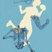 Boy Playing Football With Muscles And Bones Art Print