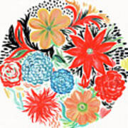 Bright Floral Matisse Circle I Art Print