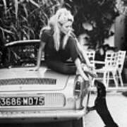 Brigitte Bardot With Dachshund Art Print