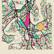 Brisbane, Australia City Map Art Print