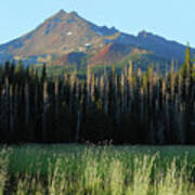 Broken Top Mountain Across Field, Three Sisters Wilderness, Oregon Art Print