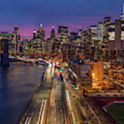 Brooklyn Bridge And Manhattan Skyline Art Print