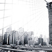 Brooklyn Bridge Black And White Art Print