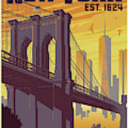 Brooklyn Bridge Poster - New York Vintage Art Print