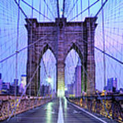 Brooklyn Bridge Walkway At Dawn, New Art Print