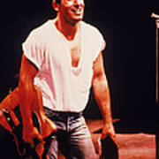 Bruce Springsteen Holds Guitar On Stage Art Print