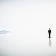 Businessman Standing Alone On Surface Art Print