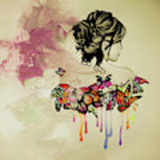Butterfly Girl Art B56 Art Print