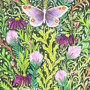 Butterfly In The Millefleurs Art Print