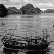 Bw Fishing Vessel Ha Long Bay Art Print
