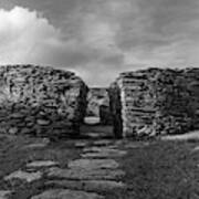 Cahergall Stone Fort Ireland Black And White Art Print