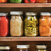 Canning Jars Of Canned Food On Shelves Art Print