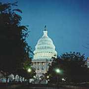 Capitol Building At Night Art Print