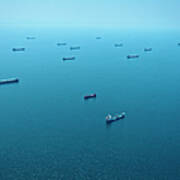 Cargo Container Ships Aerial View Art Print