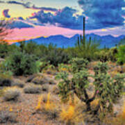 Catalina Mountains And Sonoran Desert Twilight Art Print