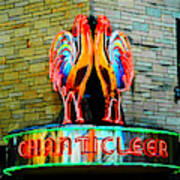 Chanticleer Neon Roosters Ithaca New York Art Print