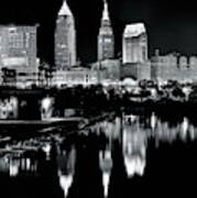 Charcoal Night View Of Cleveland Art Print