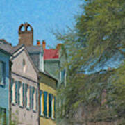 Charleston Rainbow Row Rooftops Art Print