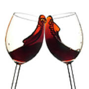 Cheers Two Red Wine Glasses, Toast Art Print