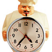 Chef Holding Clock Art Print