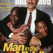 Chicago Bulls Coach Phil Jackson, Michael Jordan, And Sports Illustrated Cover Art Print