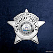 Chicago Police Department Badge -  C P D   Police Officer Star Over Blue Velvet Art Print