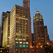 Chicago River, Wrigley Building And Art Print