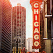 Chicago Theatre Sign Downtown Chicago Art Print