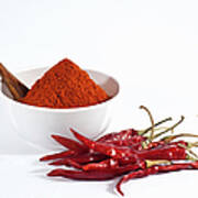 Chili Powder And Red Chilies Art Print