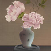 Chinese Pink Peonies In Vase Art Print