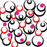 Circle Pattern Black Red Pink Art Print