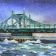 City Island Bridge Winter Art Print