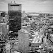 City Of Boston Reflected Black And White Art Print