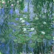 Claude Monet Nympheas Bleus Blue Water Lilies. Date/period 1916 - 1919. Painting. Oil On Canvas. Art Print