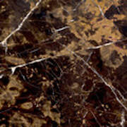 Close Up Of Dark Brown Marble Stone Art Print
