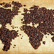 Coffee Beans Map Art Print
