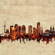 Cologne Skyline Sepia Art Print